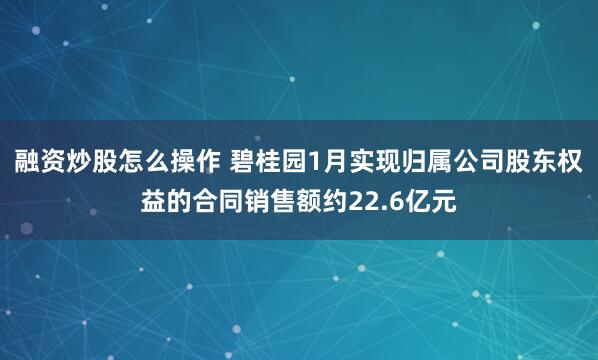 融资炒股怎么操作 碧桂园1月实现归属公司股东权益的合同销售额约22.6亿元