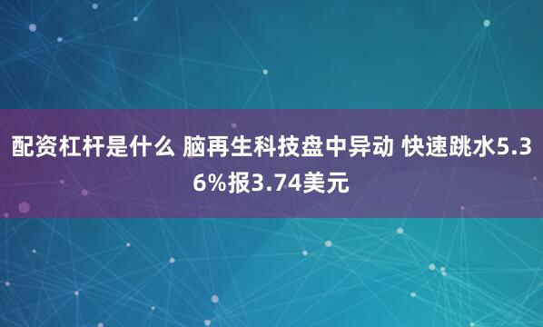 配资杠杆是什么 脑再生科技盘中异动 快速跳水5.36%报3.74美元