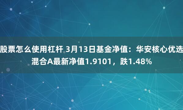 股票怎么使用杠杆 3月13日基金净值：华安核心优选混合A最新净值1.9101，跌1.48%